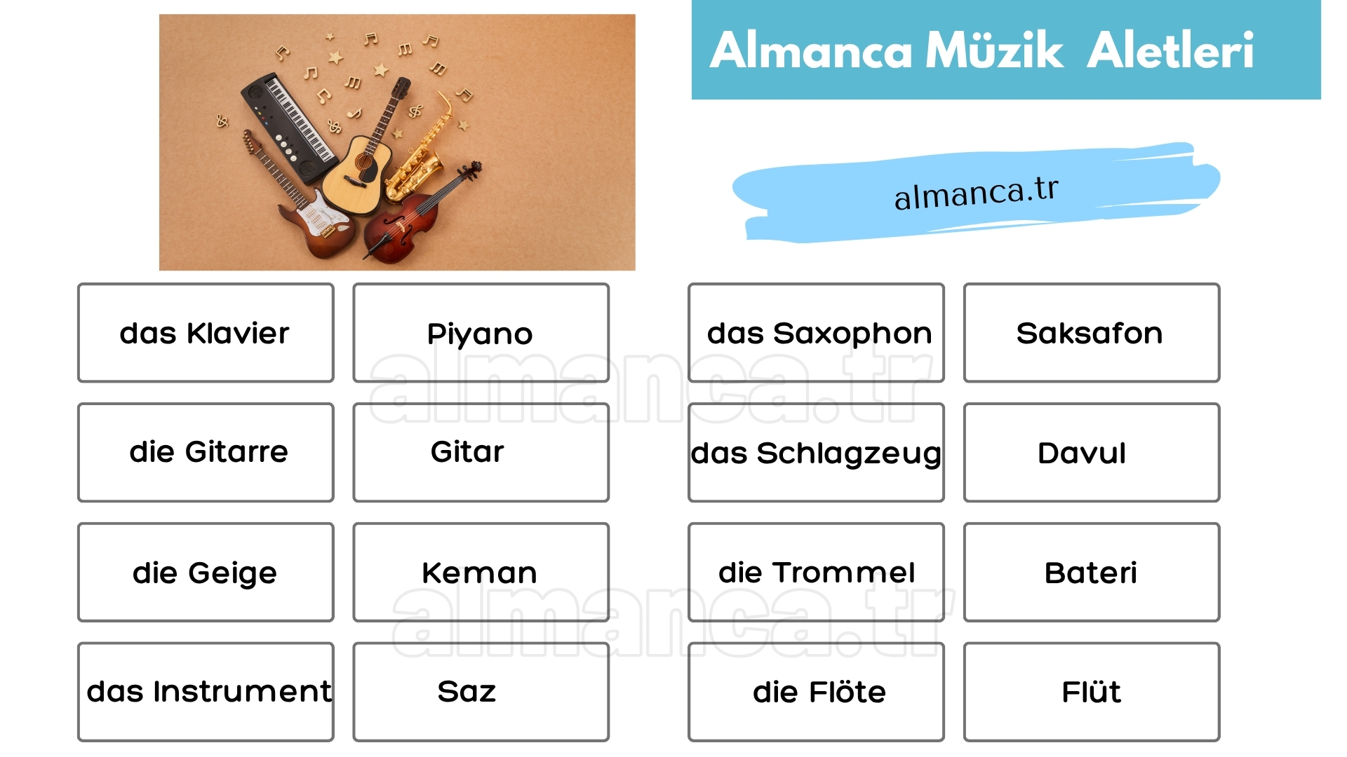 Almanca Müzik Aletleri ve Türkçe Anlamları