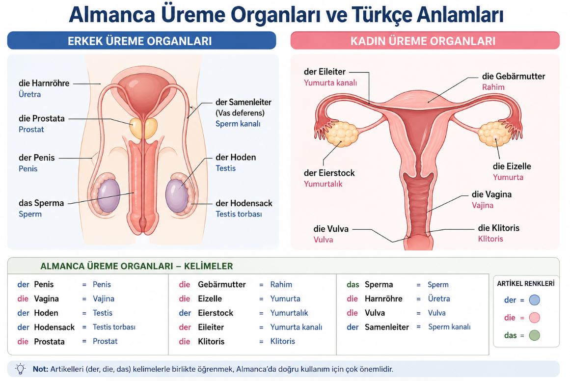 Almanca Üreme Organları ve Türkçe Anlamları