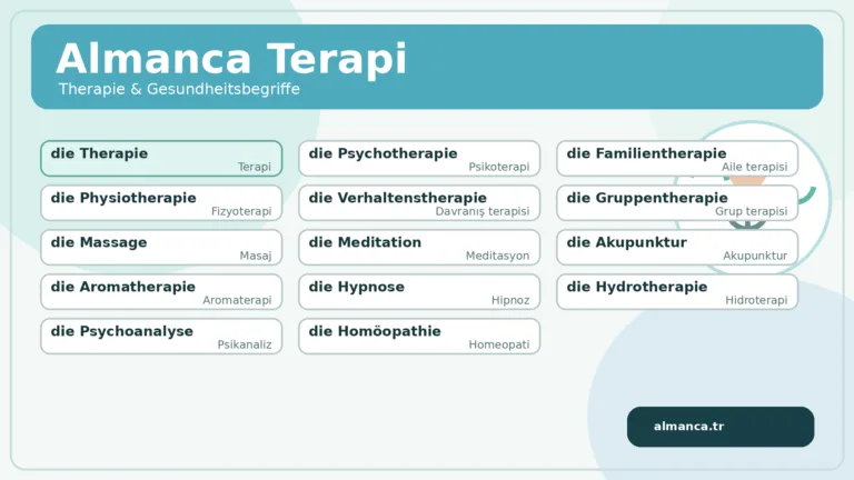 Almanca Terapiler ve Türkçe Anlamları