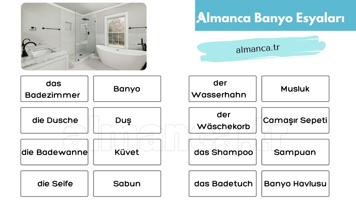 almanca banyo esyalari ve turkce anlamlari